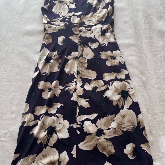 Lauren Ralph Lauren Purple and Cream Floral Midi Dress - Picture 4 of 9